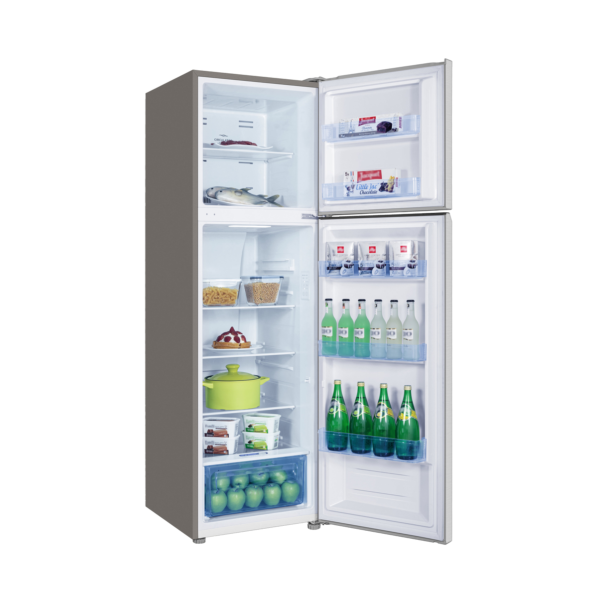 TCL Double Door Refrigerator, 286 L, Silver, P370TMN