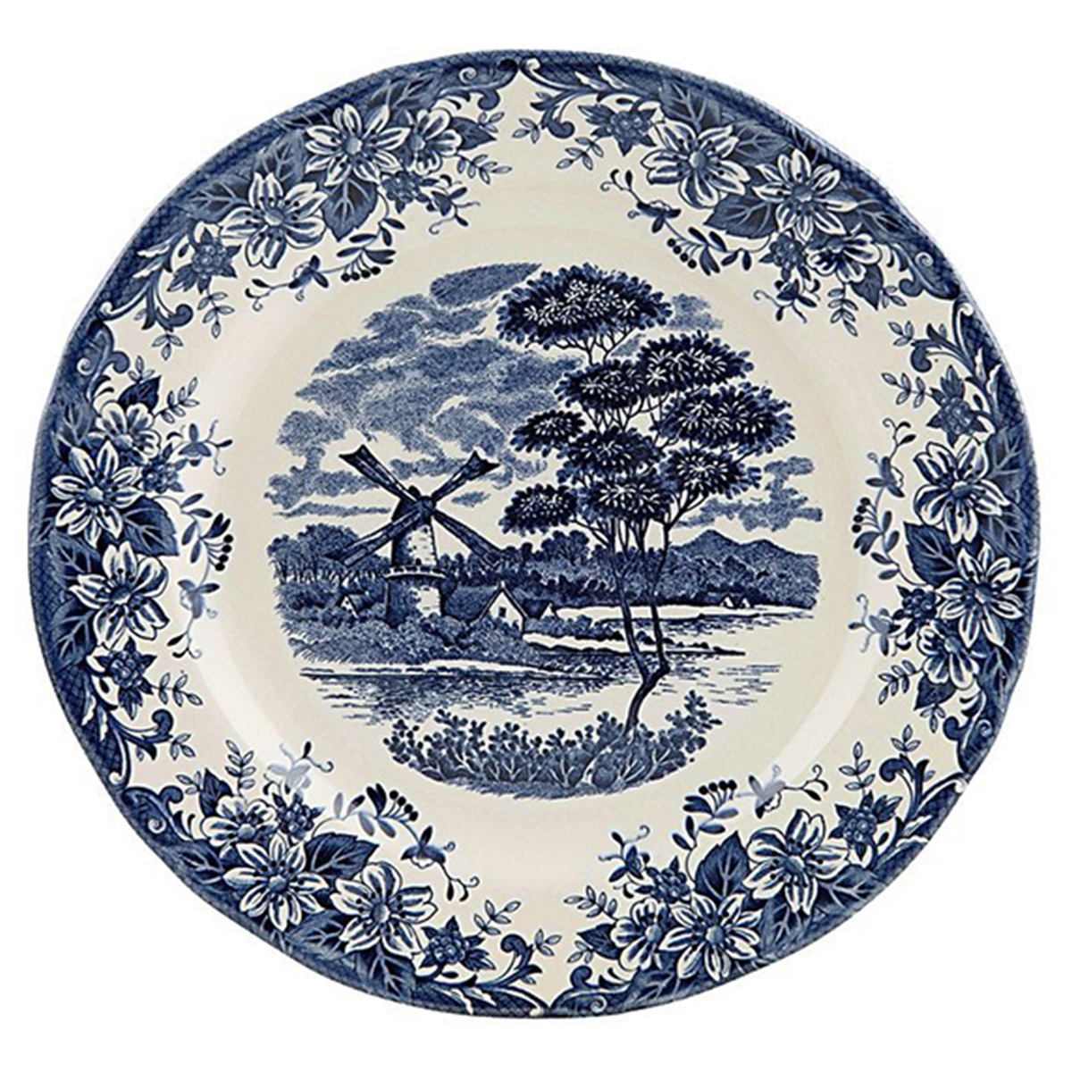 Claytan Windmill Dinning Plate, 26 cm, White/Blue, CLA.WB16025