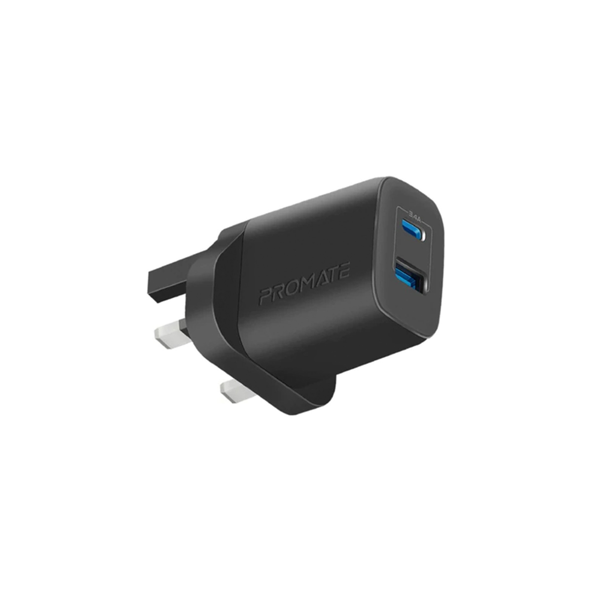 Promate High-Speed Dual Port Charger BIPLUG‐2 15.5W