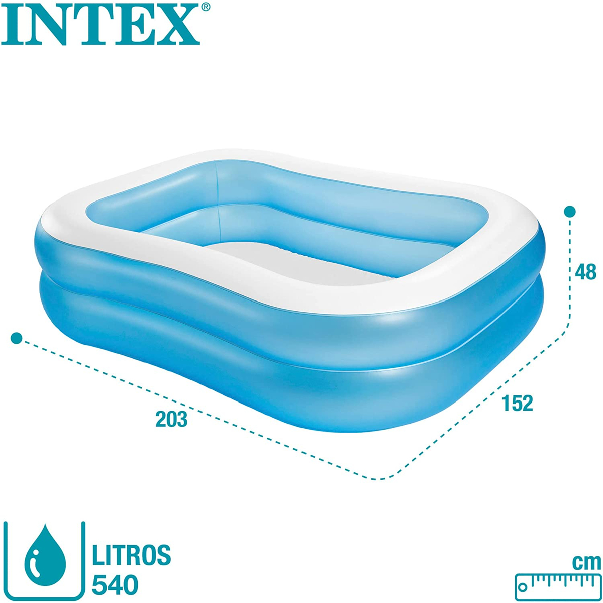 Intex Large Pool, Swim Center Family Pool, 80.6 x 59.8 x 18.9 inches (203 x 152 x 48 cm), Blue 57180