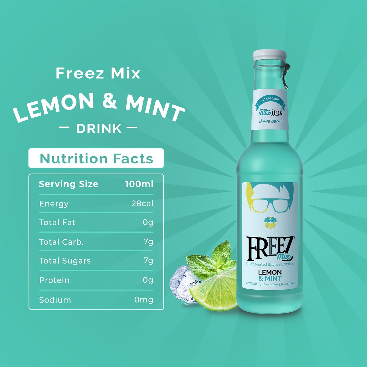 Freez Mix Lemon & Mint Carbonated Flavoured Drink 6 x 275 ml