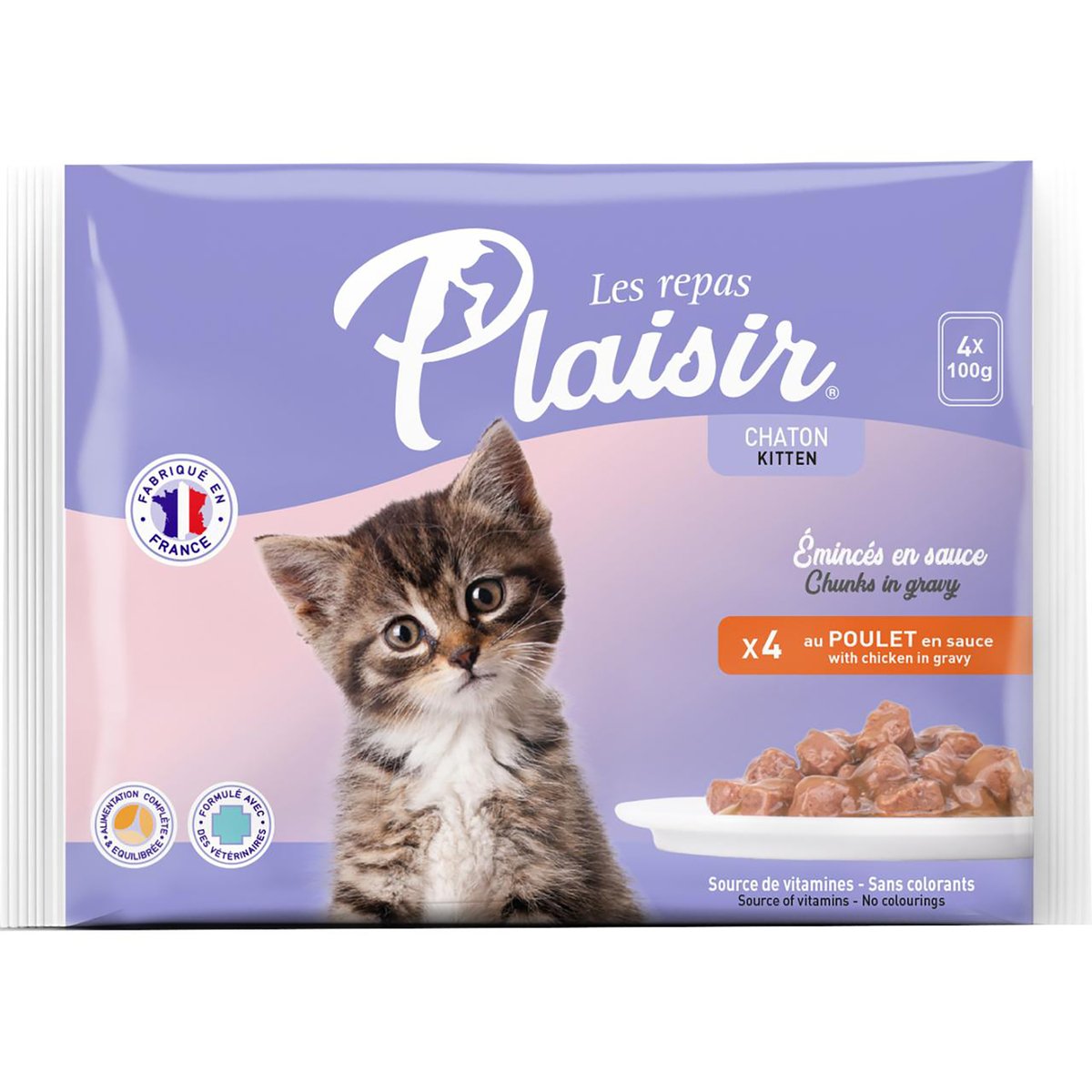 Plaisir Kitten Cat Food Chicken Chunks in Gravy 4 x 100 g