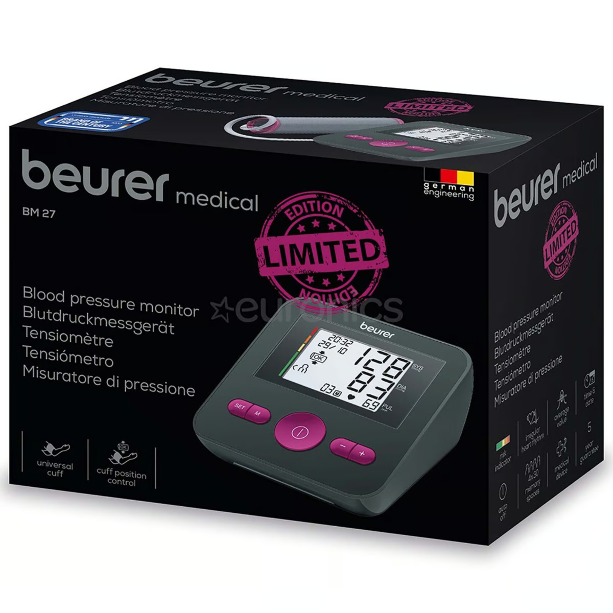 Beurer Upper Arm BP Monitor BM27 Limited Edition + Beurer Thermometer FT09