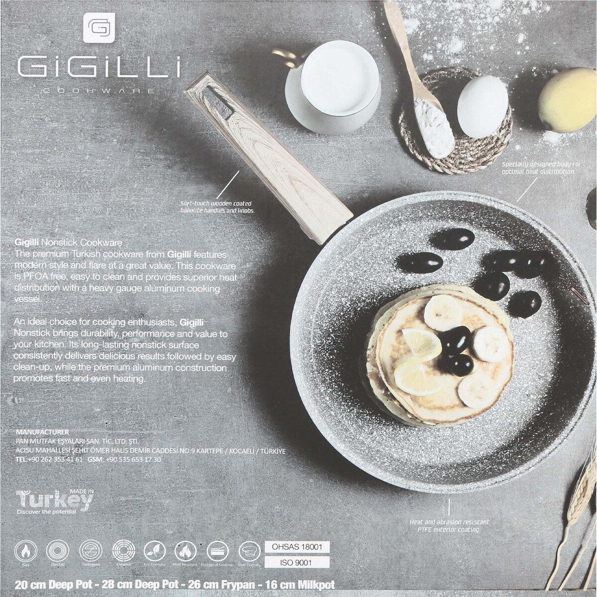 Gigillli Granite Cookware Set Woody 9pcs 1112 Black