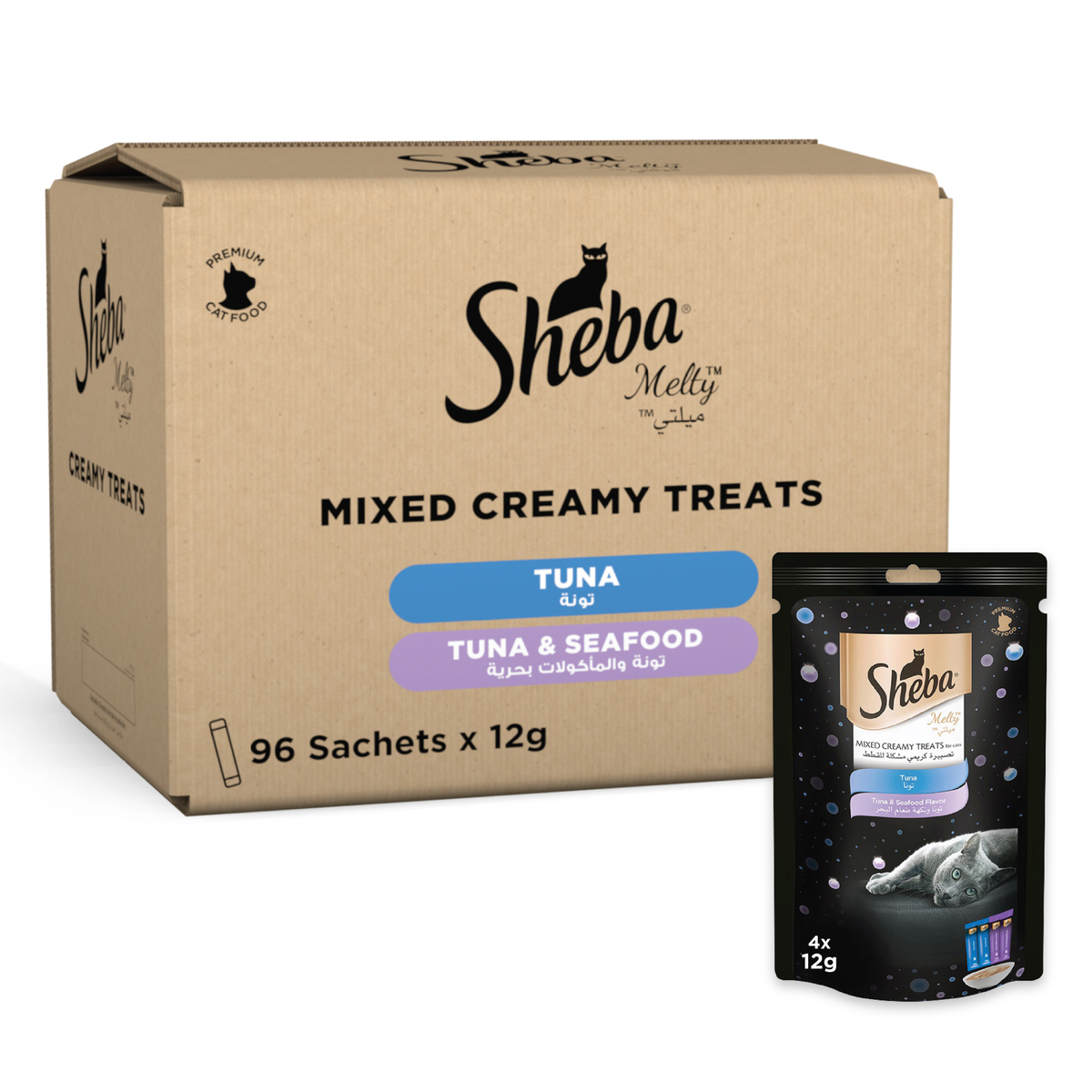 Sheba Melty Mixed Creamy Treats For Cats Tuna & Seafood 48 g