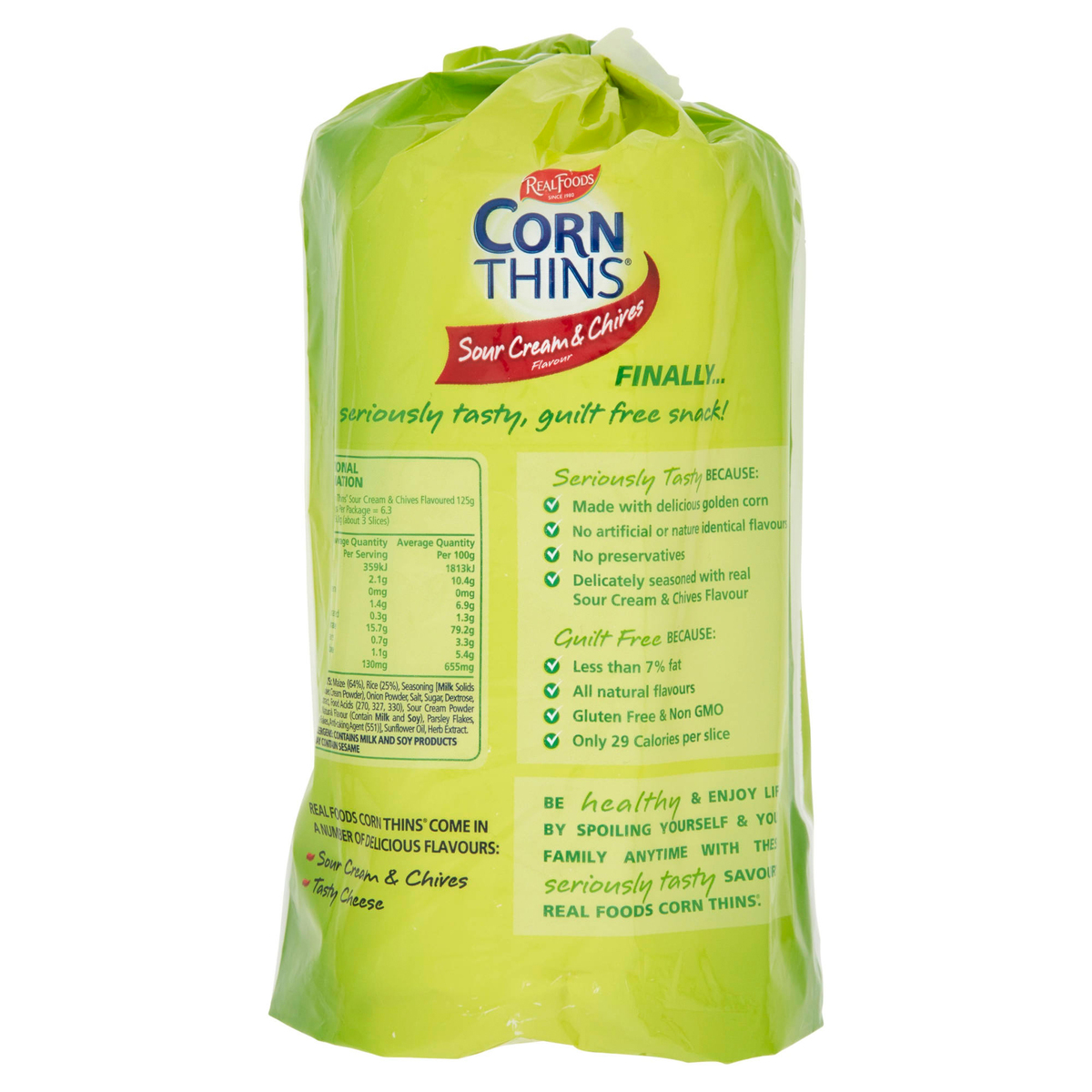 Real Foods Corn Thins Sour Cream & Chives 125g