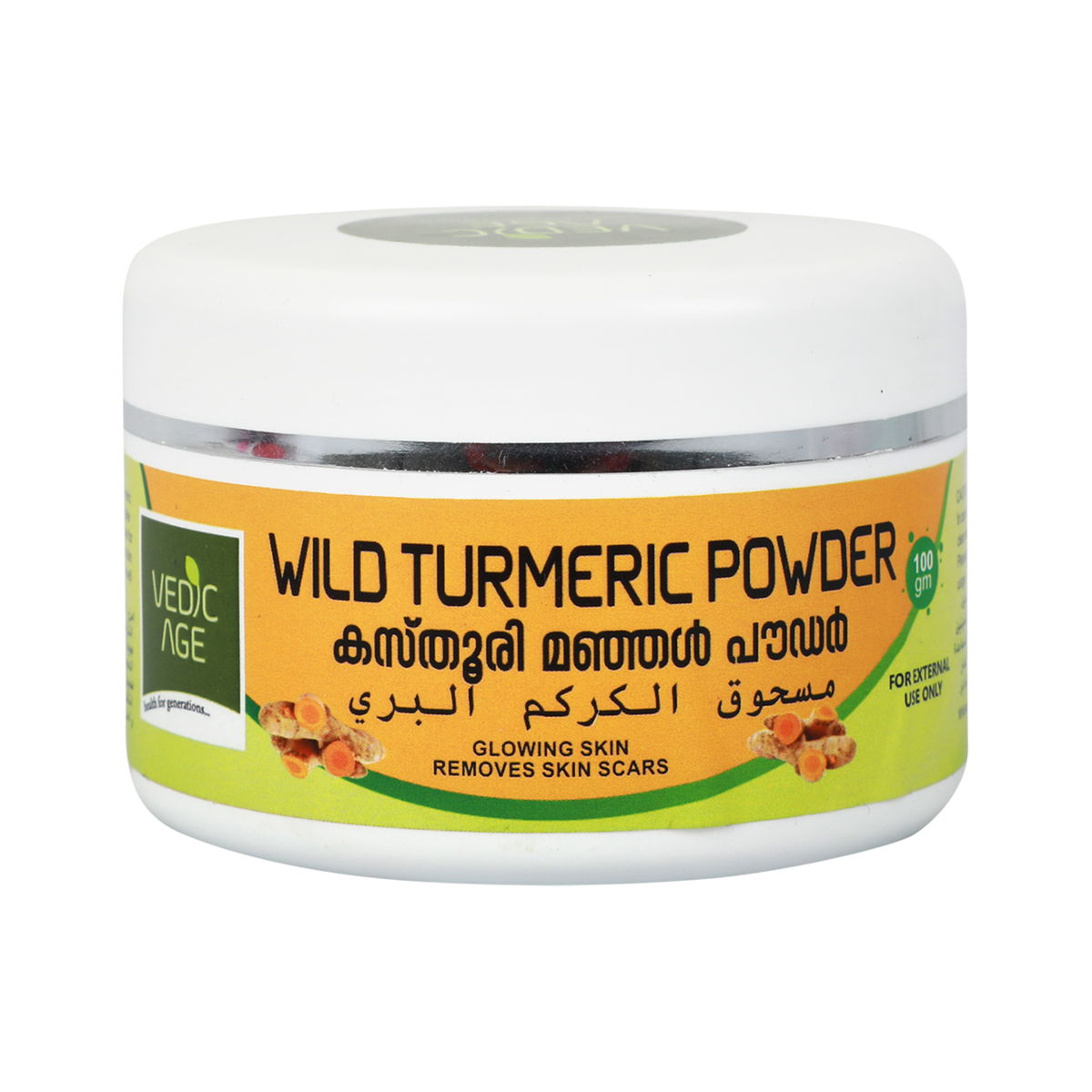 Vedic Age Wild Turmeric Powder for Glowing Skin and Remove Skin Scars, 100 g