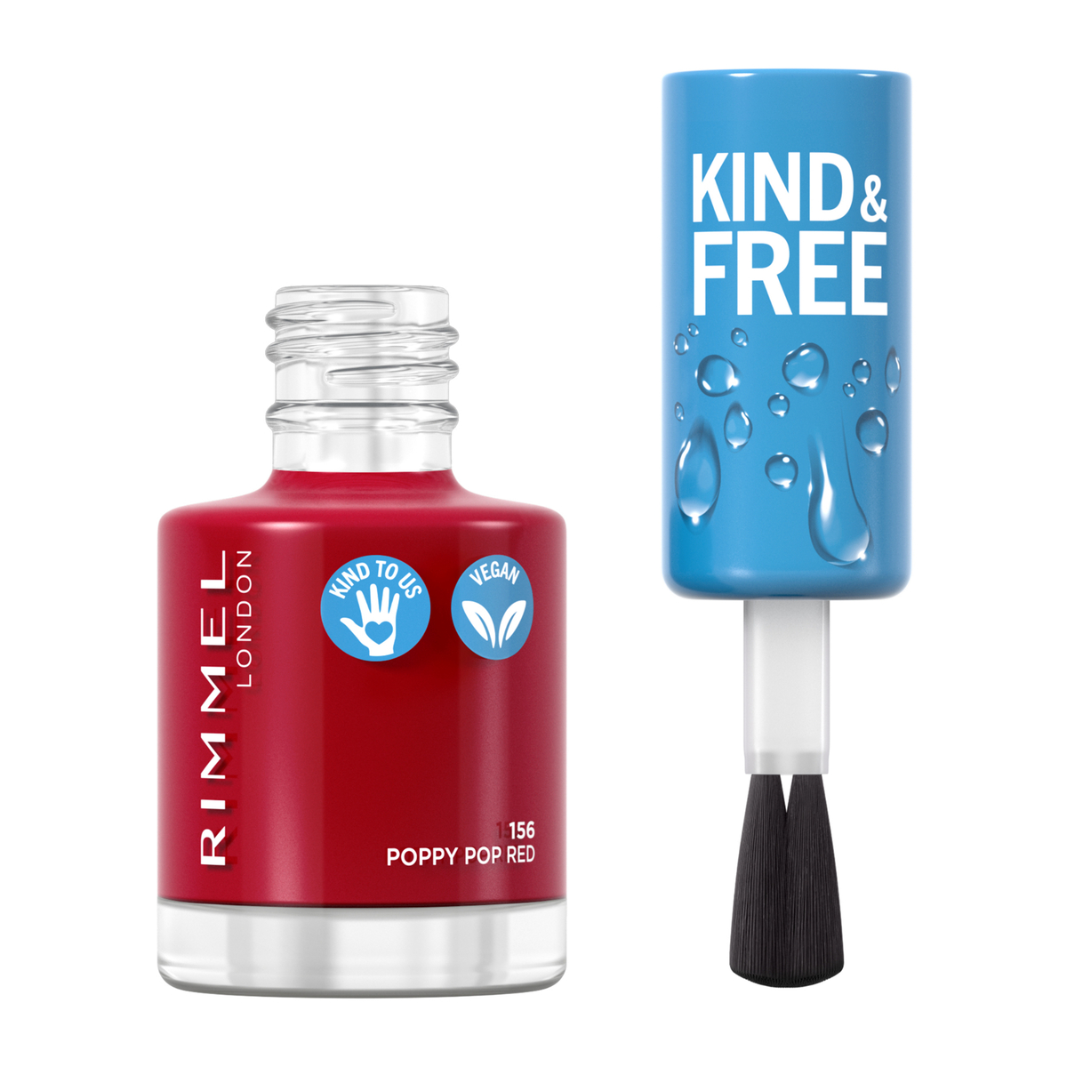 Rimmel London Kind & Free Clean Nail Polish, 156 Poppy Pop Red, 8 ml