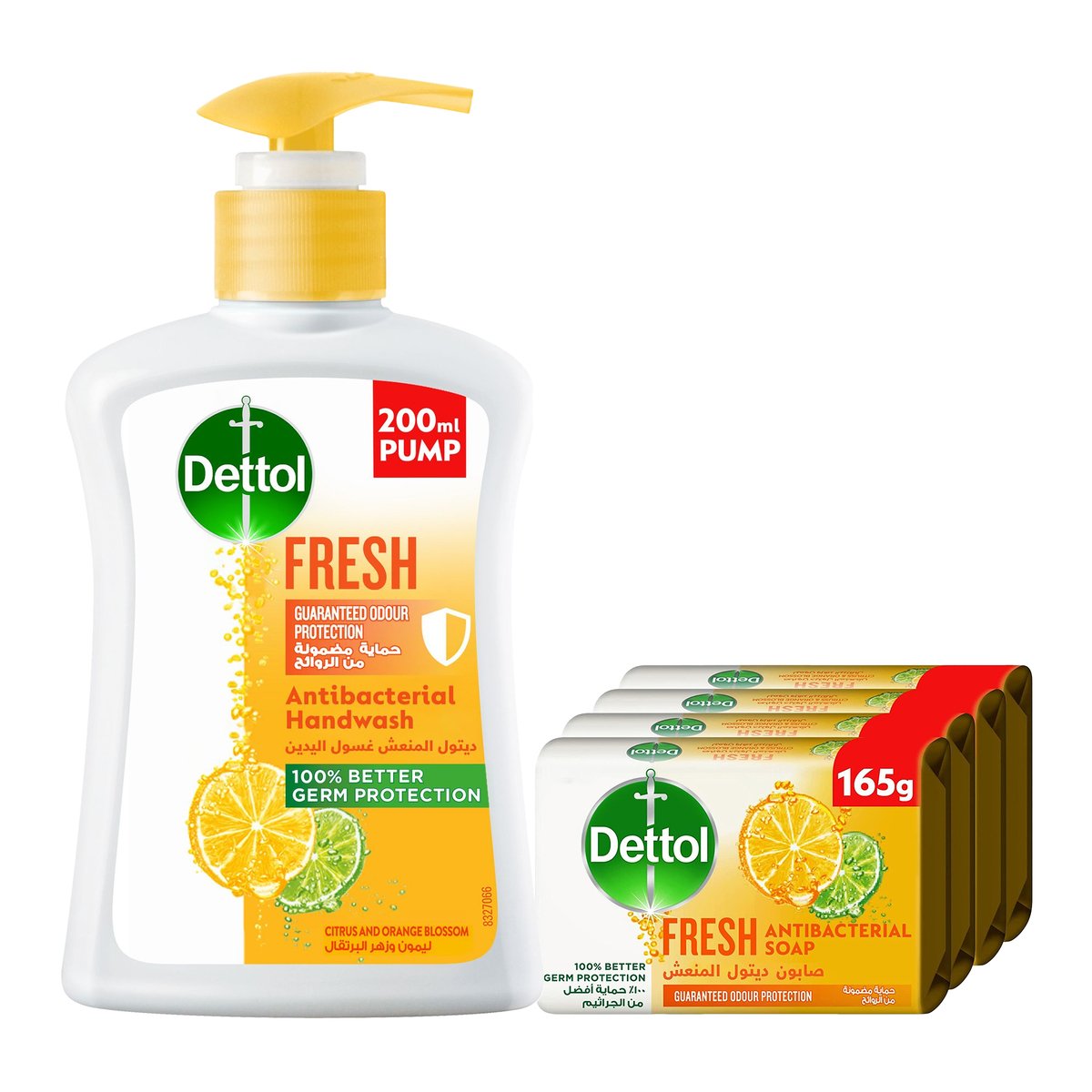 Dettol Anti-Bacterial Soap Fresh 4 x 165 g + Hand Wash 200 ml