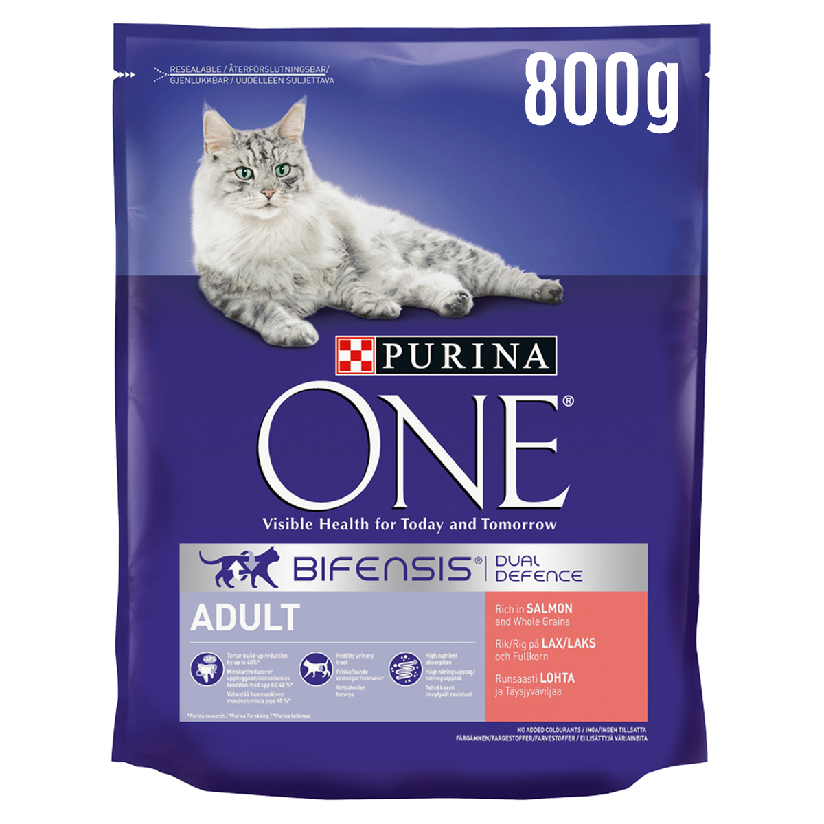 Purina One Adult Catfood Salmon and Whole Grains 800 g