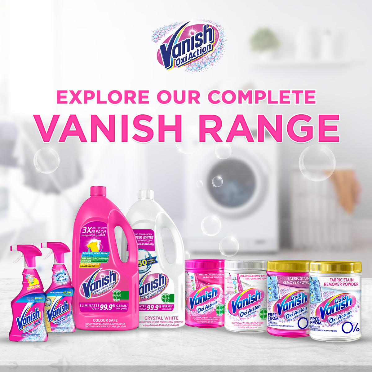 Vanish Fabric Stain Remover Crystal White 3 Litres + 1 Litre