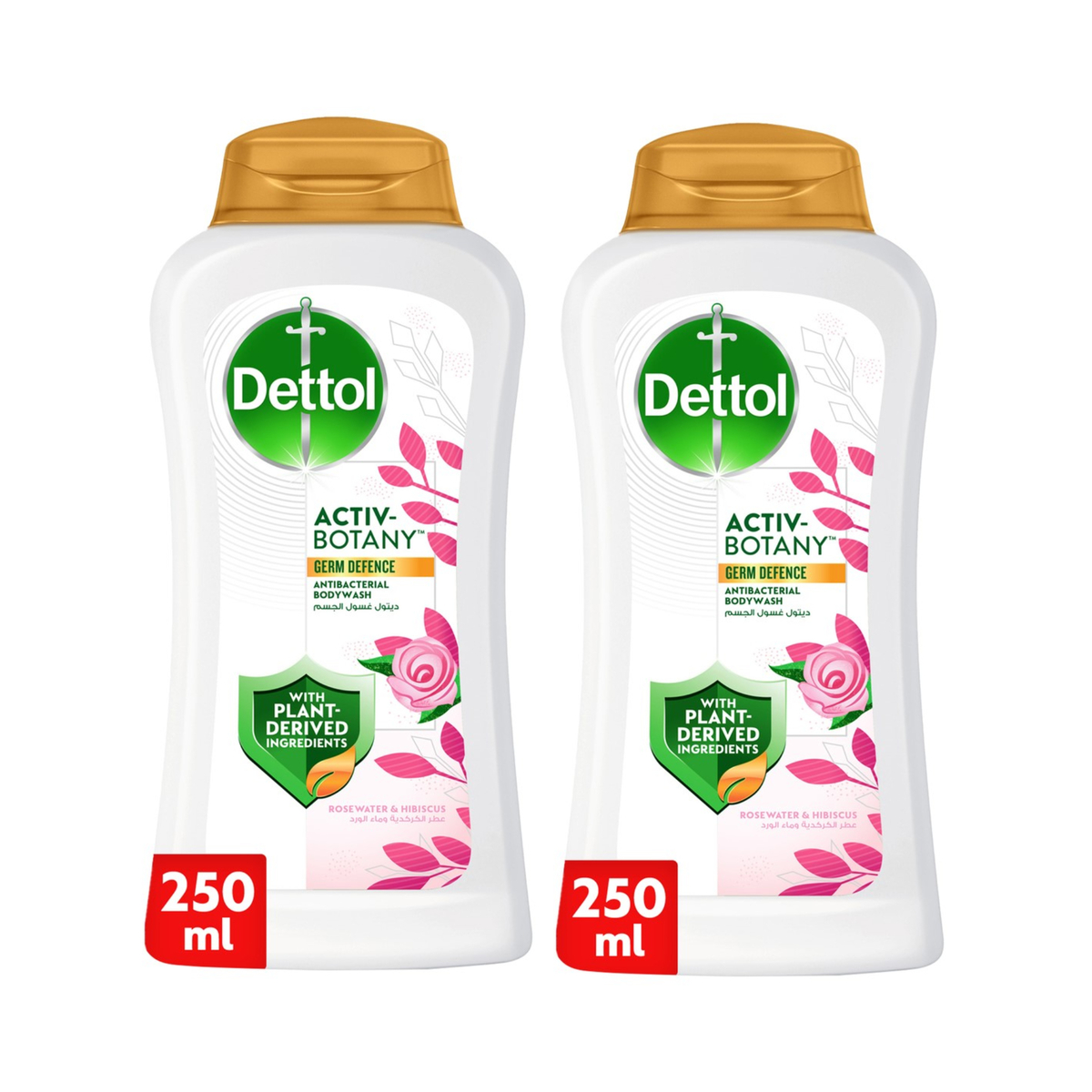 اشتري قم بشراء Dettol Activ-Botany Antibacterial Bodywash, Rosewater & Hibiscus Fragrance Value Pack 2 x 250 ml Online at Best Price من الموقع - من لولو هايبر ماركت Shower Gel&Body Wash في الامارات
