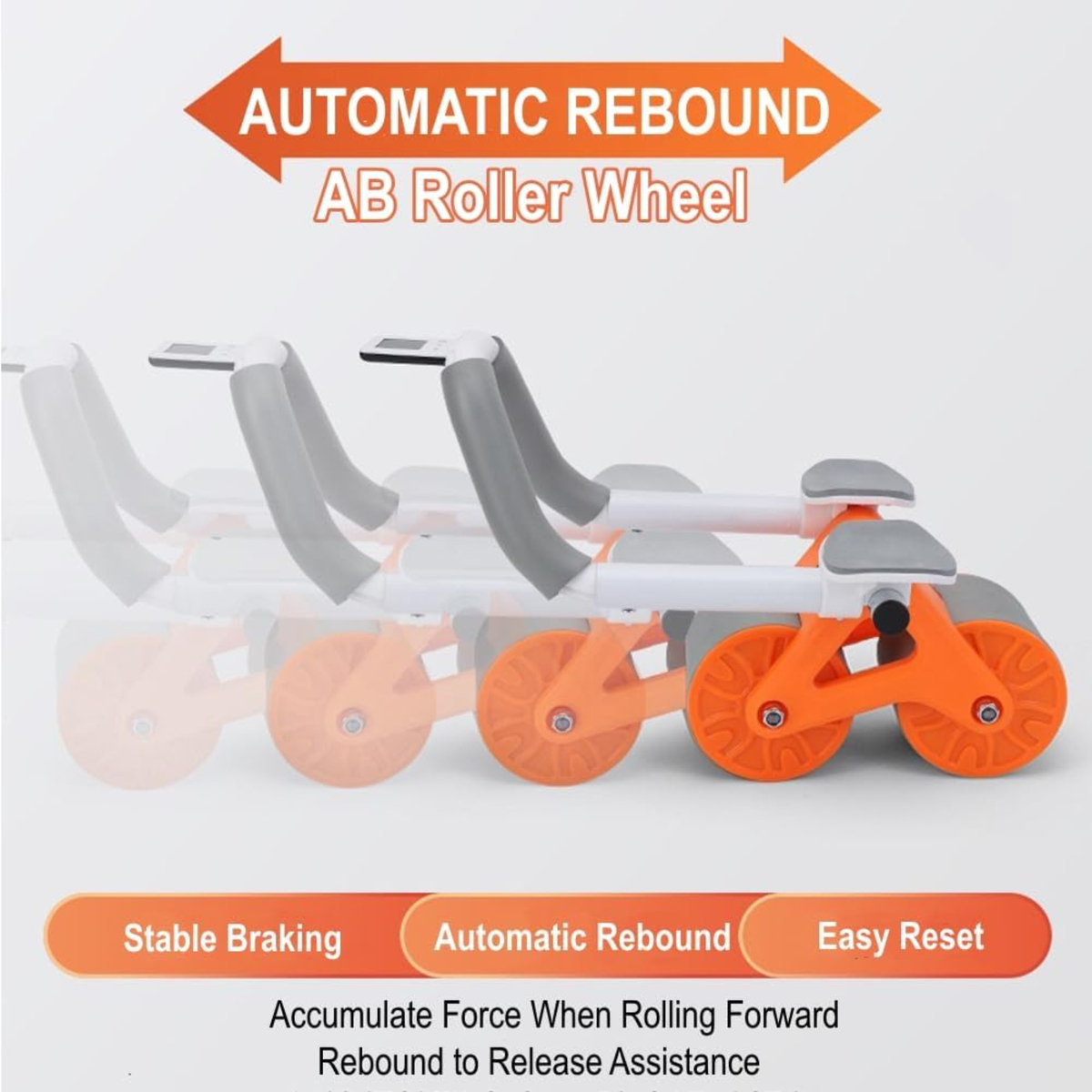 Rebound Auto Roller Wheel , Elbow Support Exercise for Abdominal Muscles, Double Round Workout Equipment, Automatic Rebound Roller Wheel for Home Gym