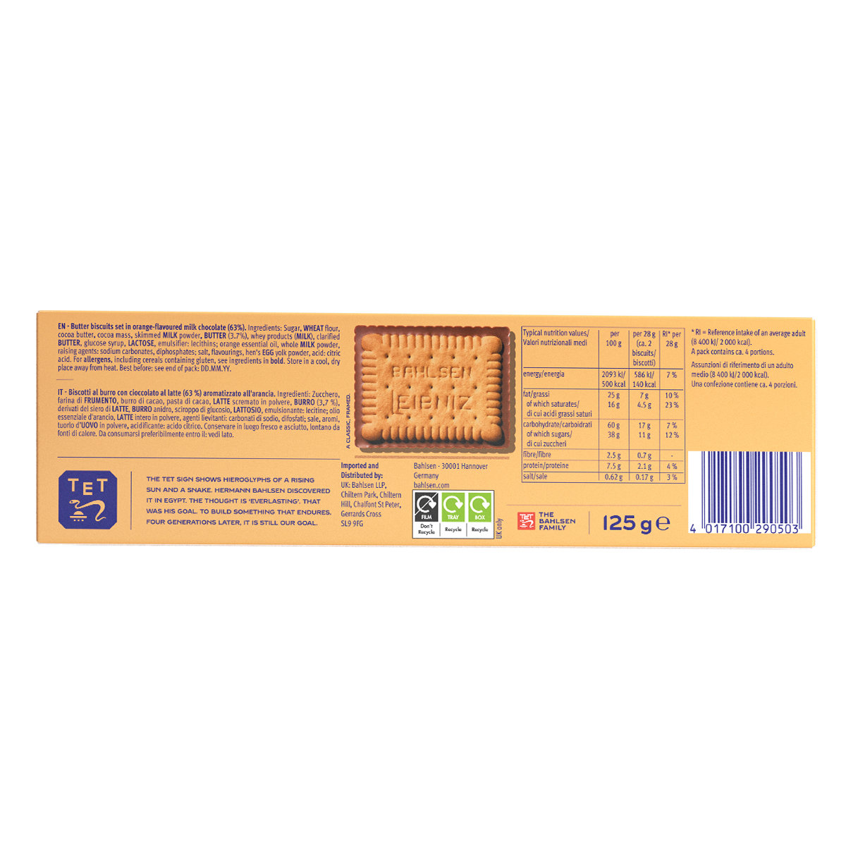 Bahlsen Choco Leibniz Orange Biscuit 125 g
