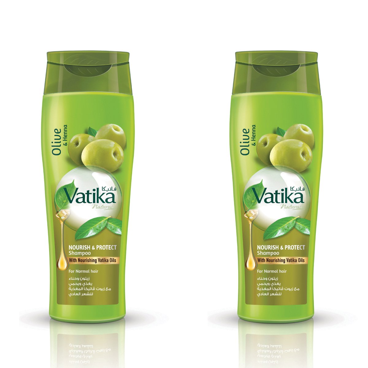 Vatika Naturals Nourish & Protect Shampoo Enriched with Olive & Henna Extracts For Normal Hair With Nourishing Vatika Oils Value Pack 2 x 400 ml