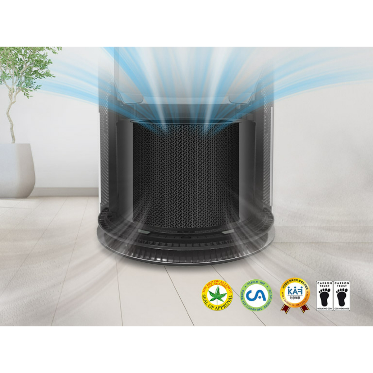 LG PuriCare 360 Degree Air Purifier, White, AS65GDWH0
