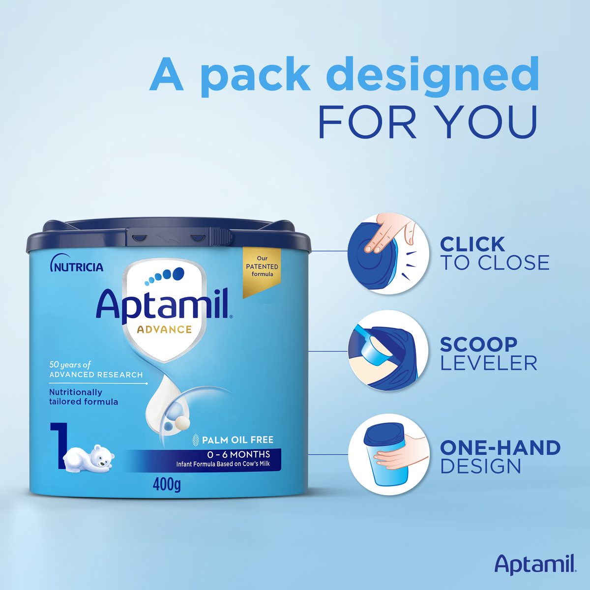 Aptamil Advance Stage 1 Infant Formula From 0-6 Months 400 g