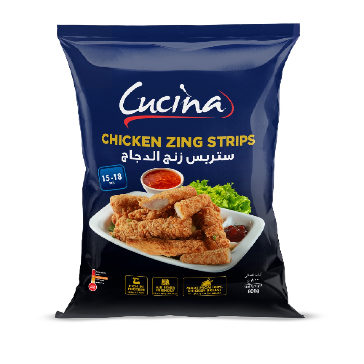 Buy Cucina Chicken Zing Strips 15-18 pcs 800 g Online at Best Price | Zingers | Lulu UAE in UAE