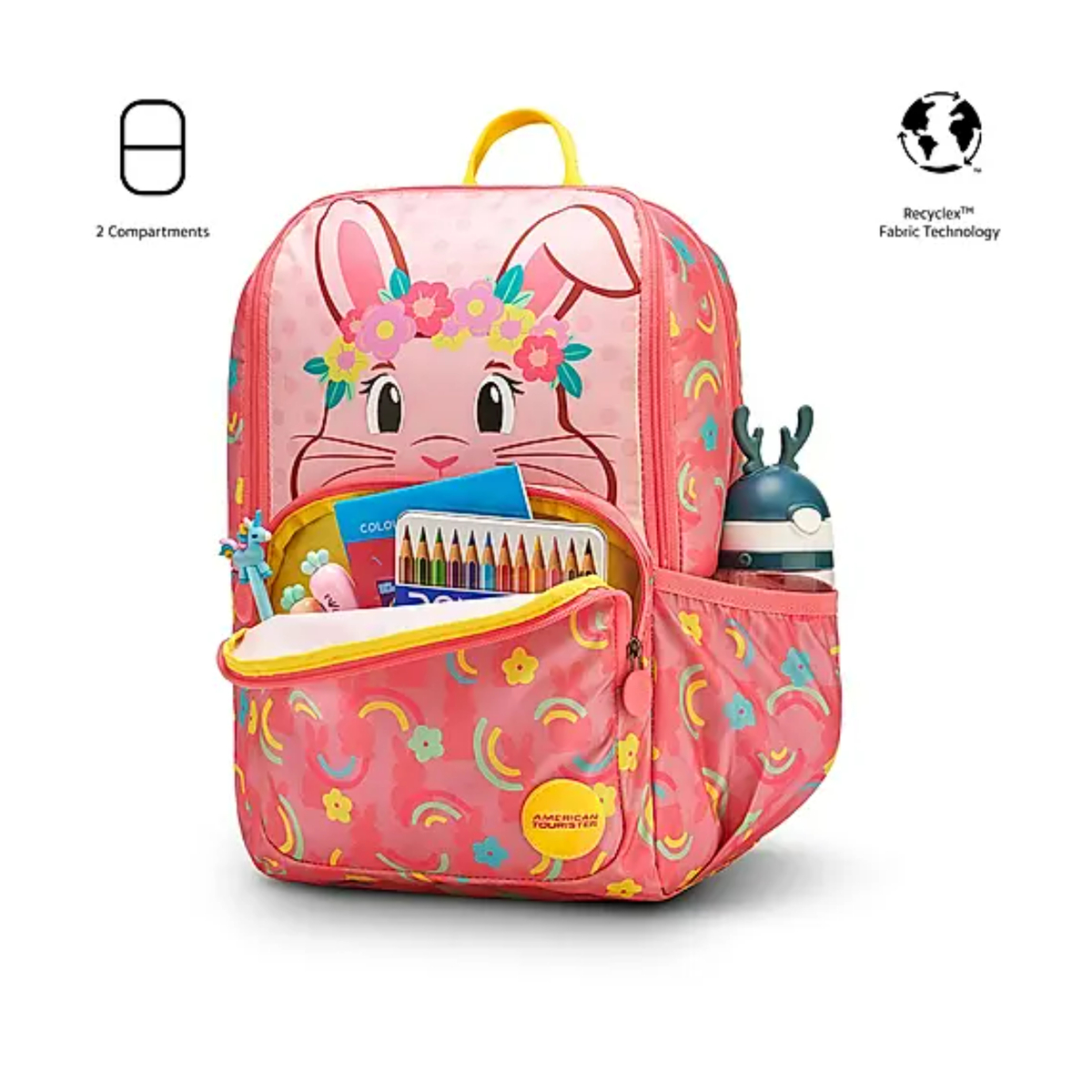 American Tourister Diddle 2.0 School Bagpack, 21 L Volume, Bunny Pink