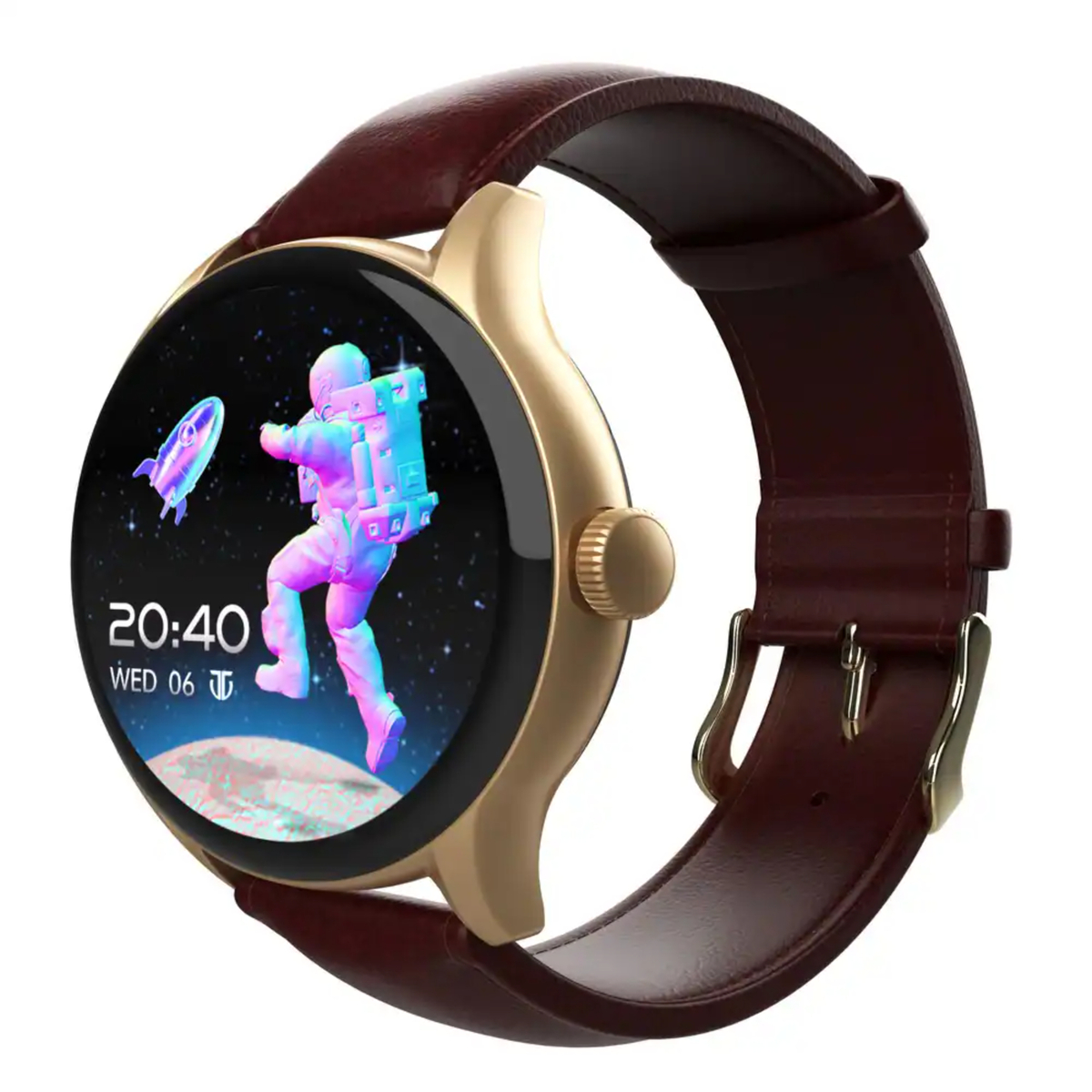 Titan Evoke BT Calling Smartwatch with Large 1.43" AMOLED Display & IP68 Water Resistance,Brown