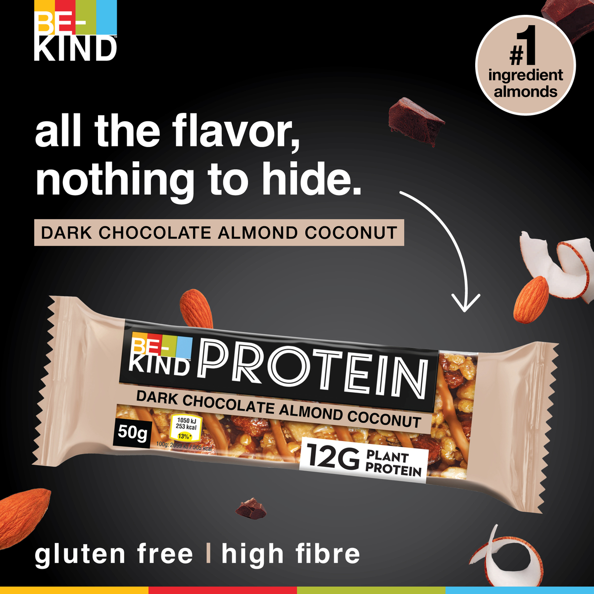 Be Kind Dark Chocolate Almond Coconut Protein Bar 50 g