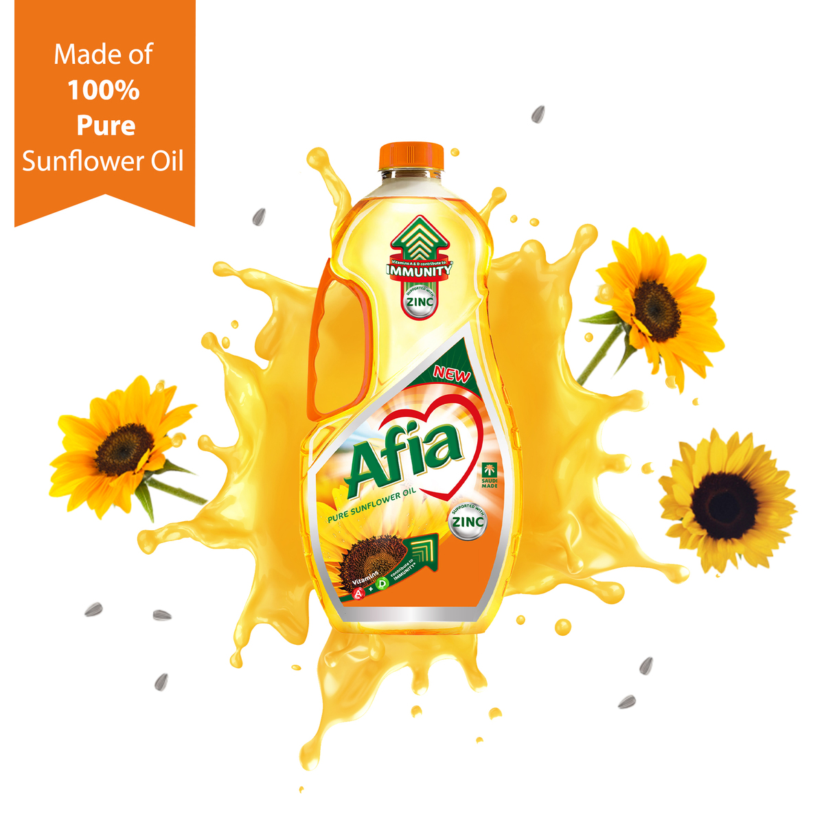 Afia Pure Sunflower Oil Enriched with Vitamins A D & Zinc 1.5 Litres