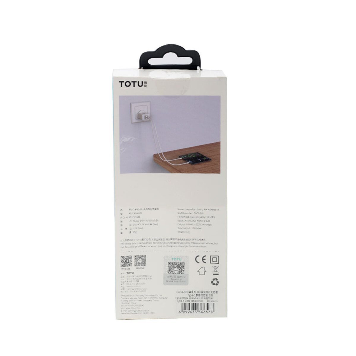 Totu Dual USB Home Charger + Type-C Cable CACA020