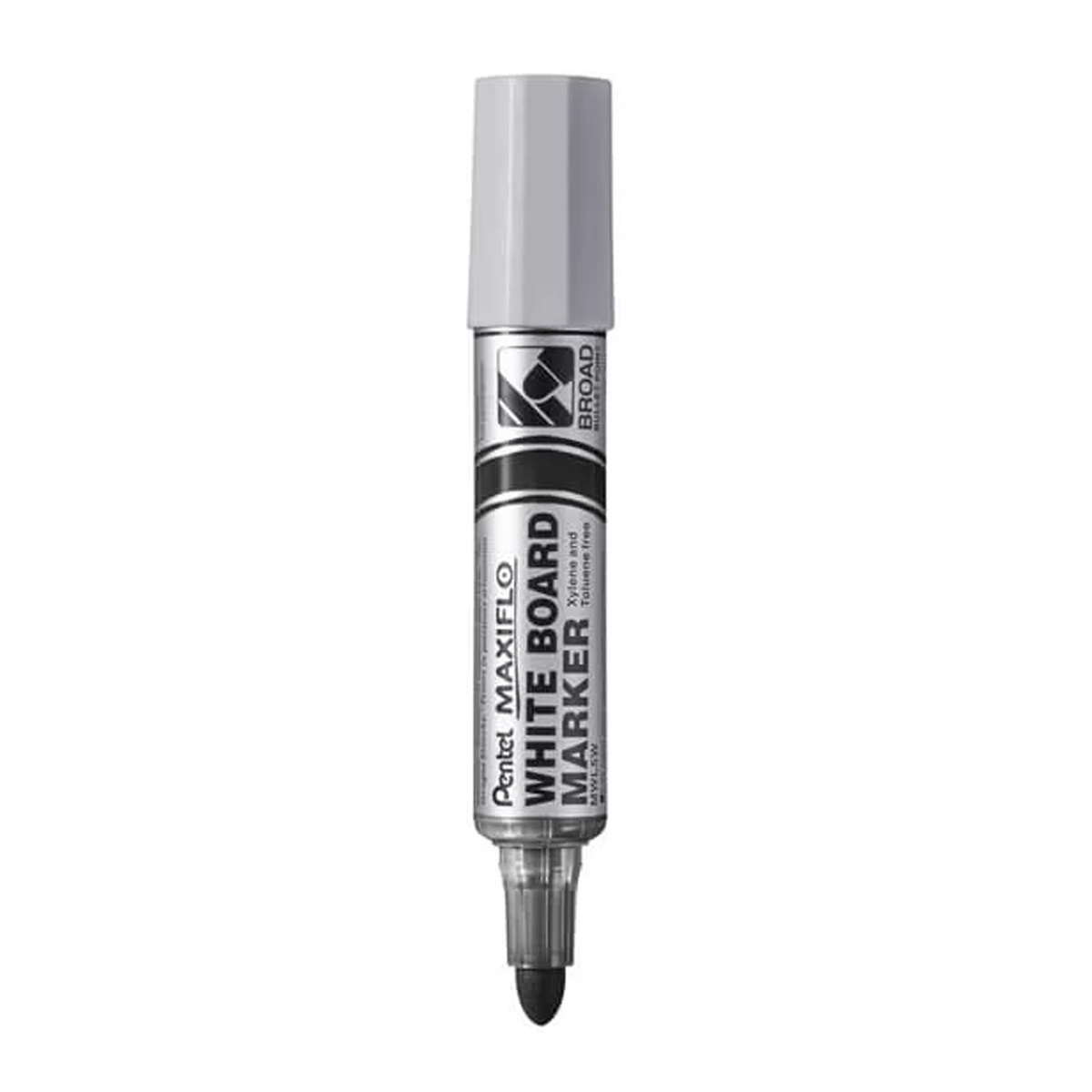 Pentel Maxiflo Broad Bullet Point Liquid Ink Dry Wipe Marker, 4 Pcs, MWL5W