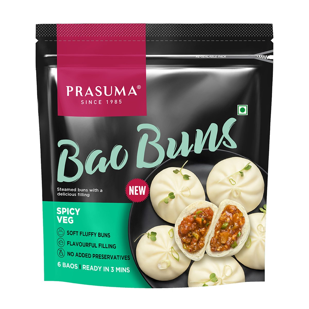 Prasuma Bao Buns Spicy Veg 6 pcs 300 g