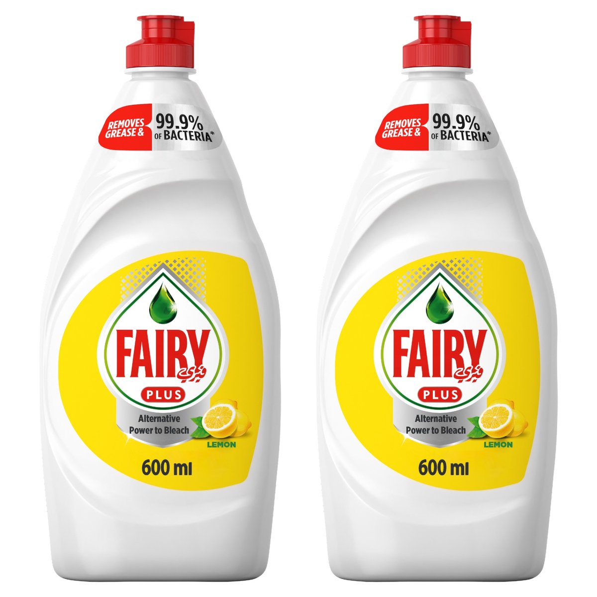 Buy Fairy Plus Lemon Dishwashing Liquid Soap With Alternative Power To Bleach Value Pack 2 x 600 ml Online at Best Price | Washing Up | Lulu Kuwait in UAE