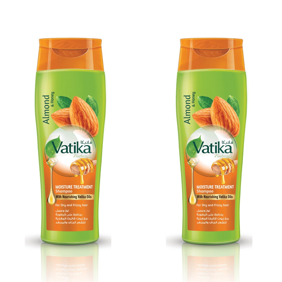 Vatika Naturals Moisture Treatment Shampoo Enriched with Almond & Honey For Dry & Frizzy Hair With Nourishing Vatika Oils 2 x 400 ml