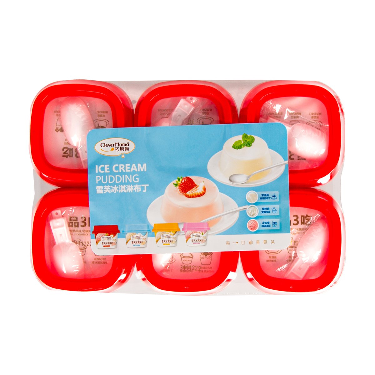 Clever Mama Ice Cream Pudding Strawberry Flavor 6 x 98 g
