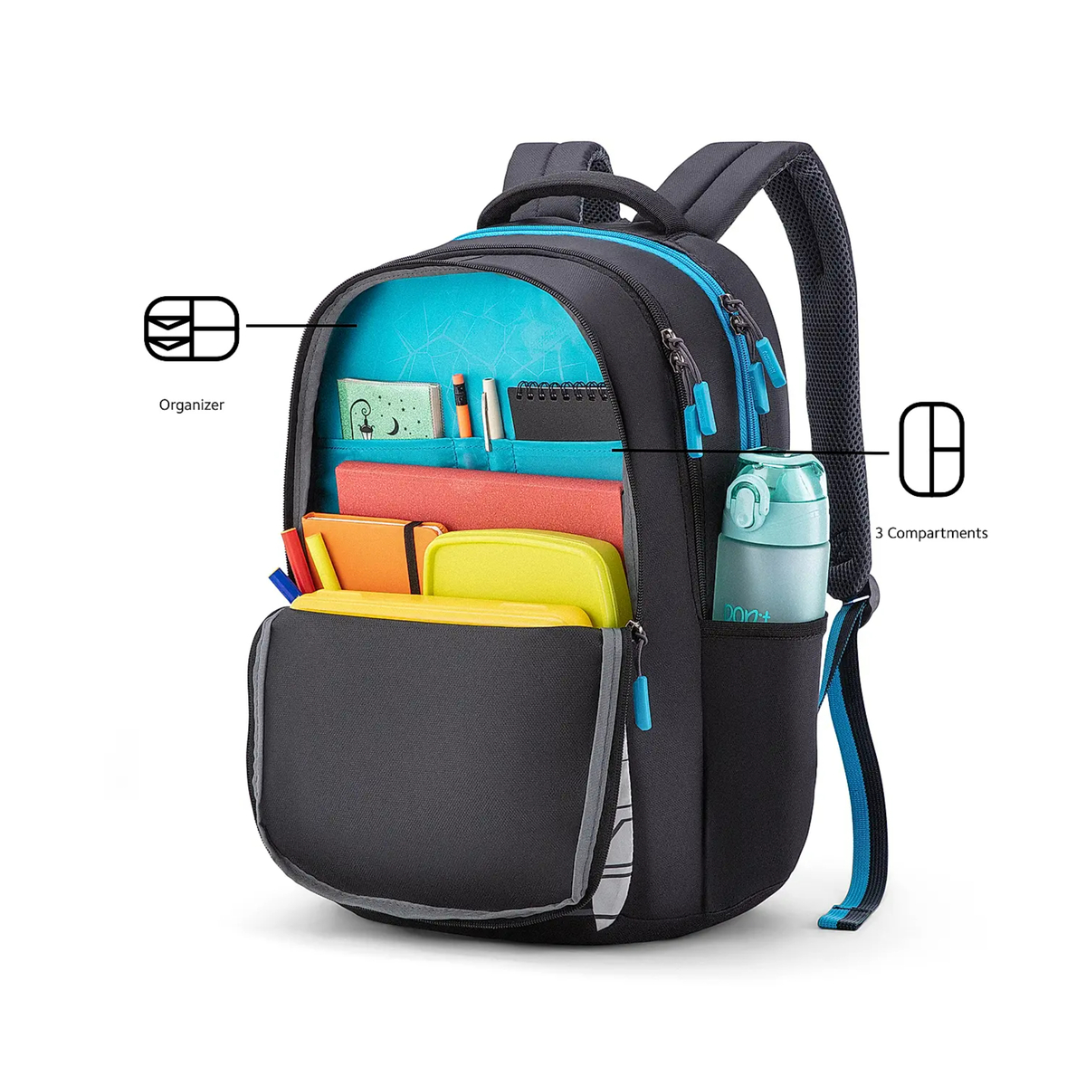 American Tourister Quad + School Backpack, 29 L Volume, Lake Green, GAT104