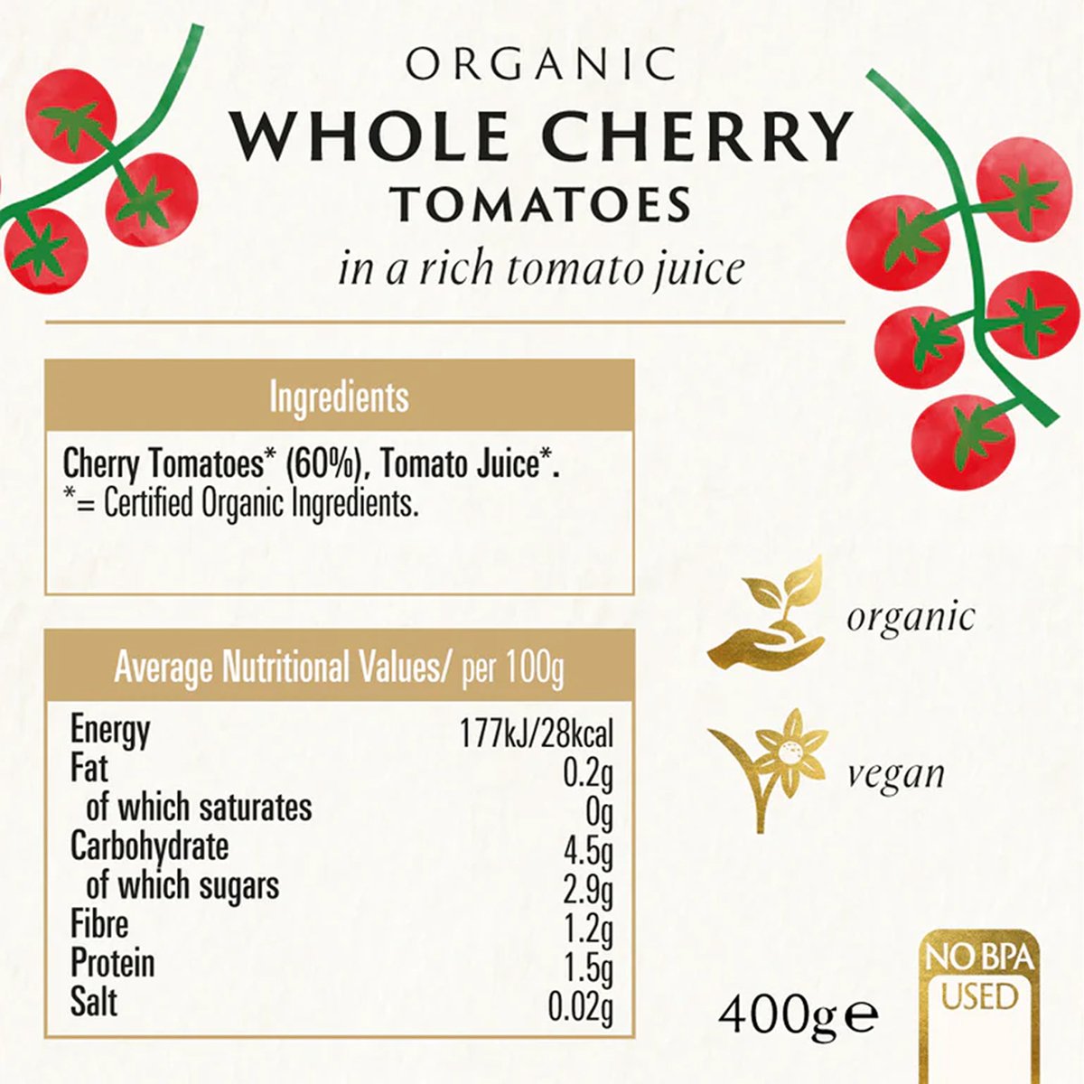 Biona Organic Whole Cherry Tomatoes 400 g