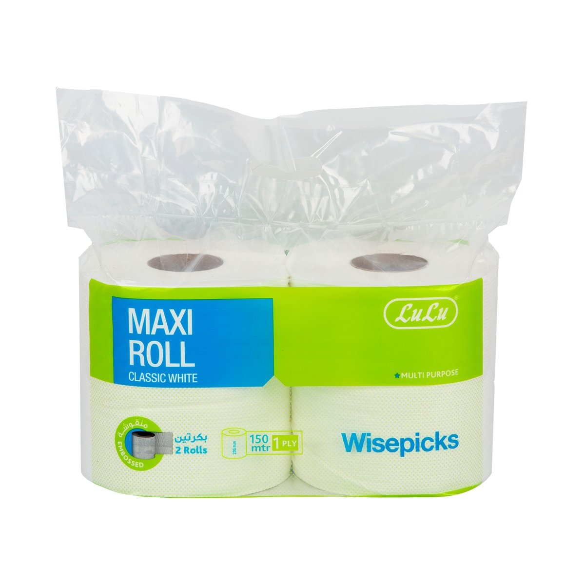 Lulu PL LuLu Wisepicks Classic White Maxi Roll 1ply 150mtr 2 Rolls