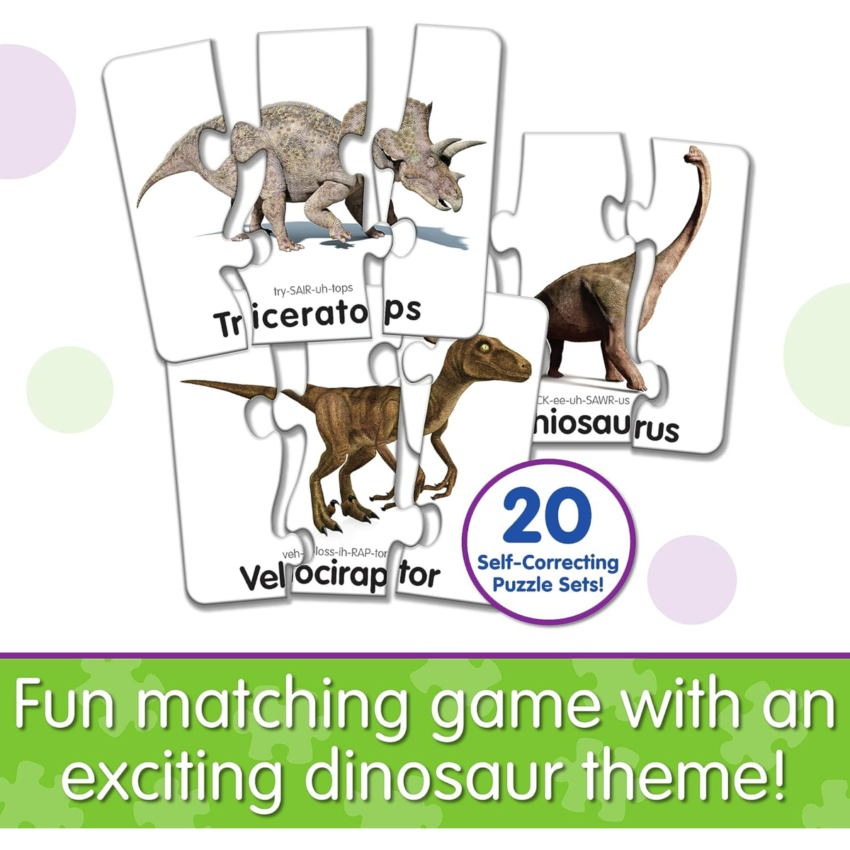 The Learning Journey Match It! Head to Tail Dinos Puzzle, 20 pcs, Assorted, 345719