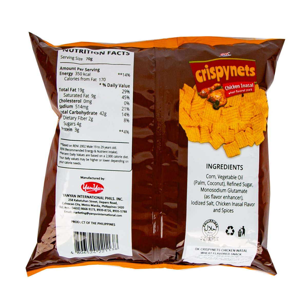 OK Crispynets Chicken Inasal Wheat Flavored Snack 70 g