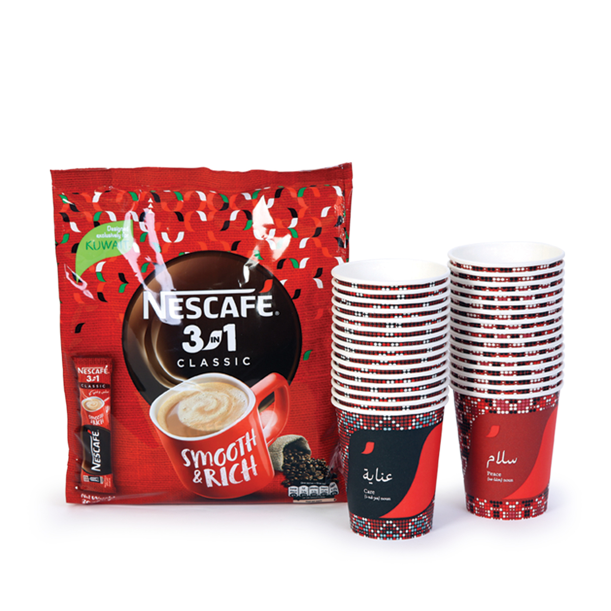 Nescafe Classic 3in1 Instant Coffee Value Pack 30 x 20 g + Cups 30 pcs