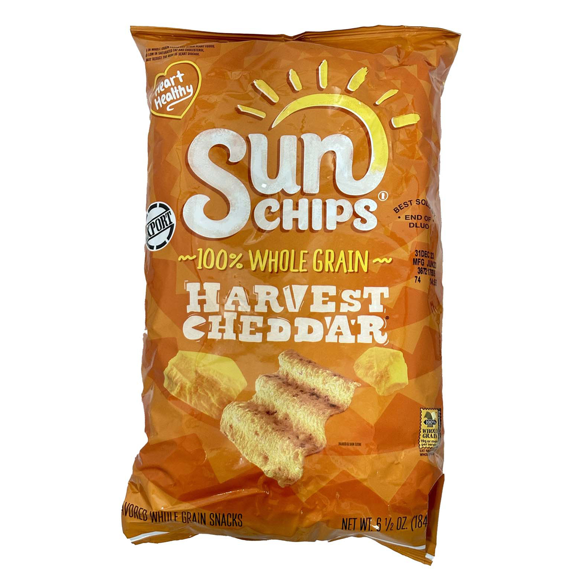Buy Fritolay Sun Chips Harvest Cheddar Whole Grain Snacks 184.2 g Online at Best Price | Corn Based Bags | Lulu Kuwait in Kuwait