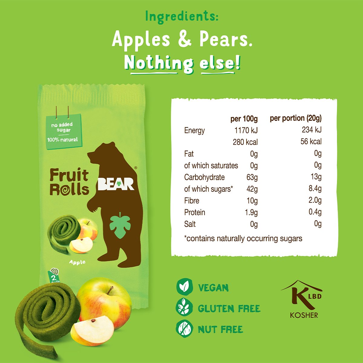 Bear Fruit Rolls Apple 5 x 20 g