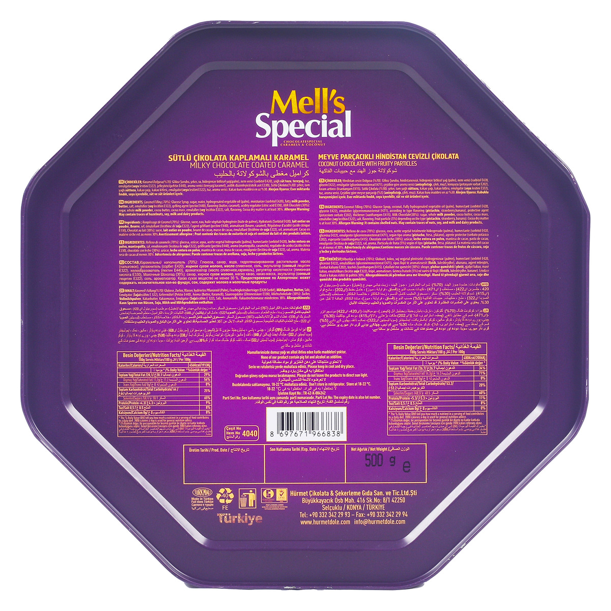 Mell's Special Caramels & Coconut Chocolate Tub 500 g