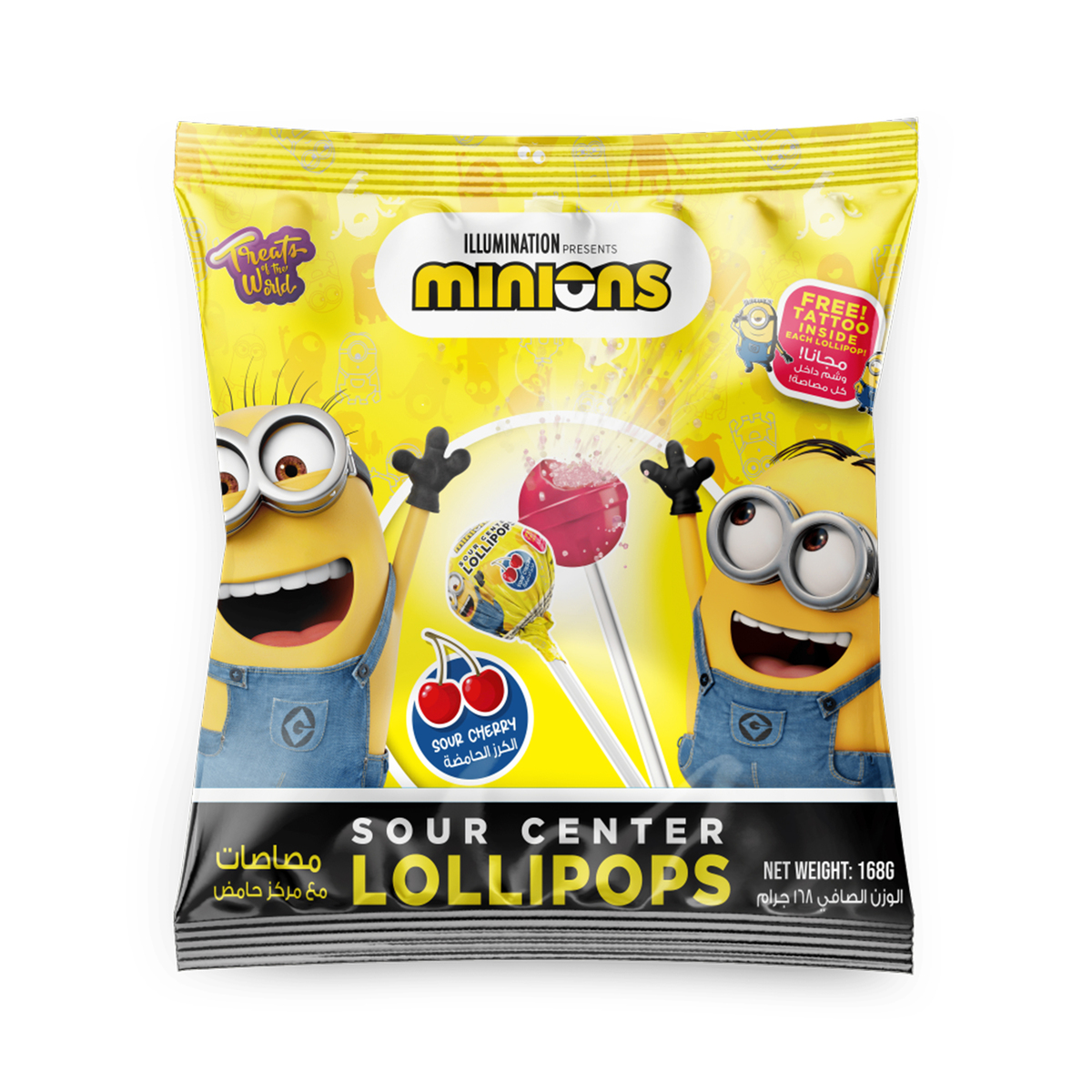 Minions Sour Center Cherry Lollipops 168 g