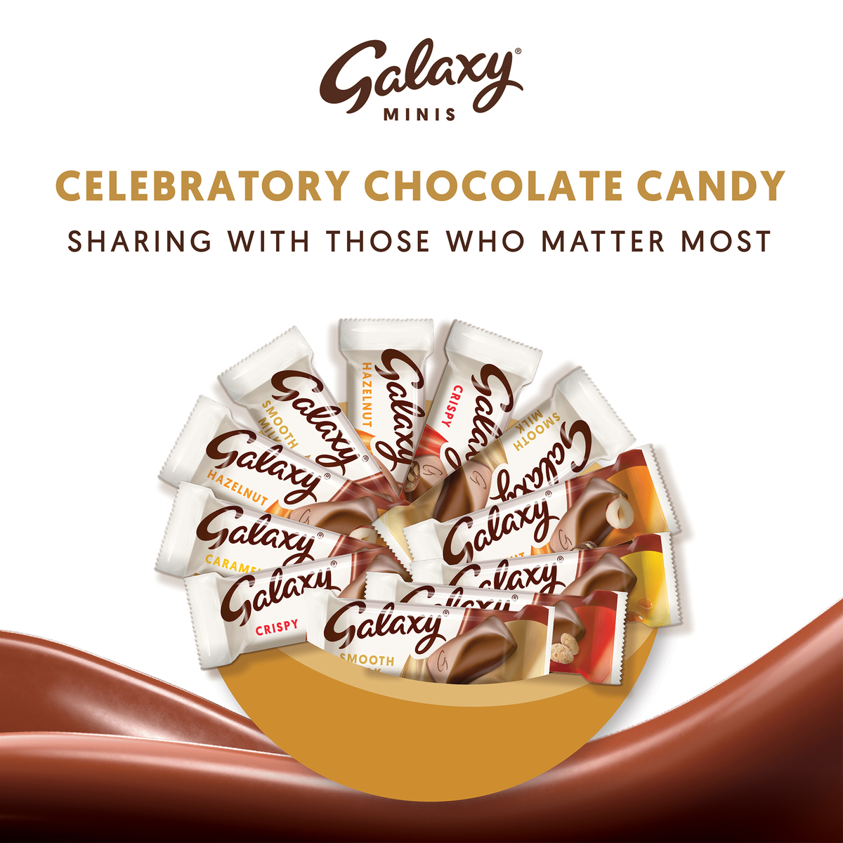 Galaxy Minis Smooth Milk, Crispy, Hazelnut, Caramel Chocolate Bar 18 pcs 227.5 g