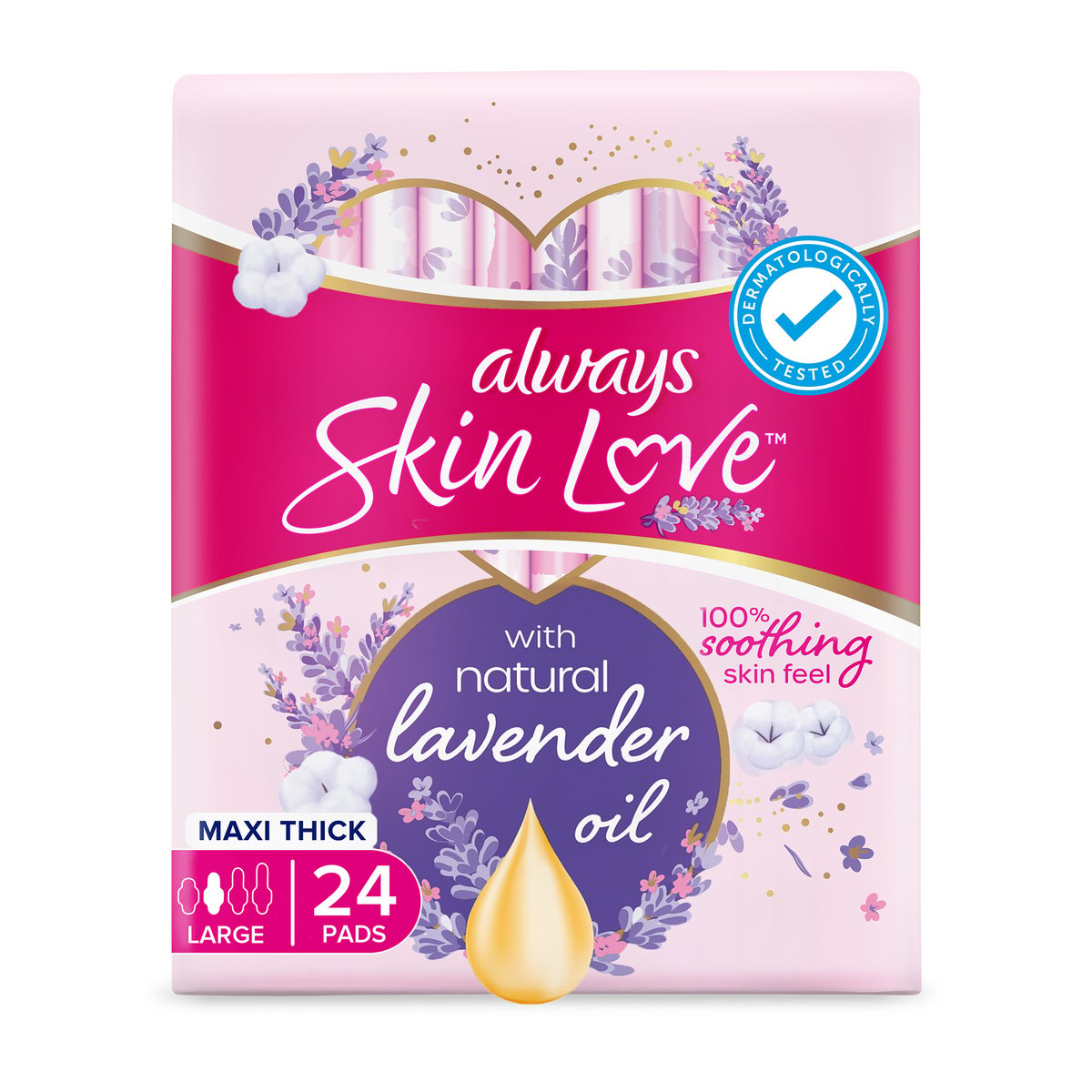 Always Skin Love Pads Lavender Freshness Maxi Thick & Large 24 pcs