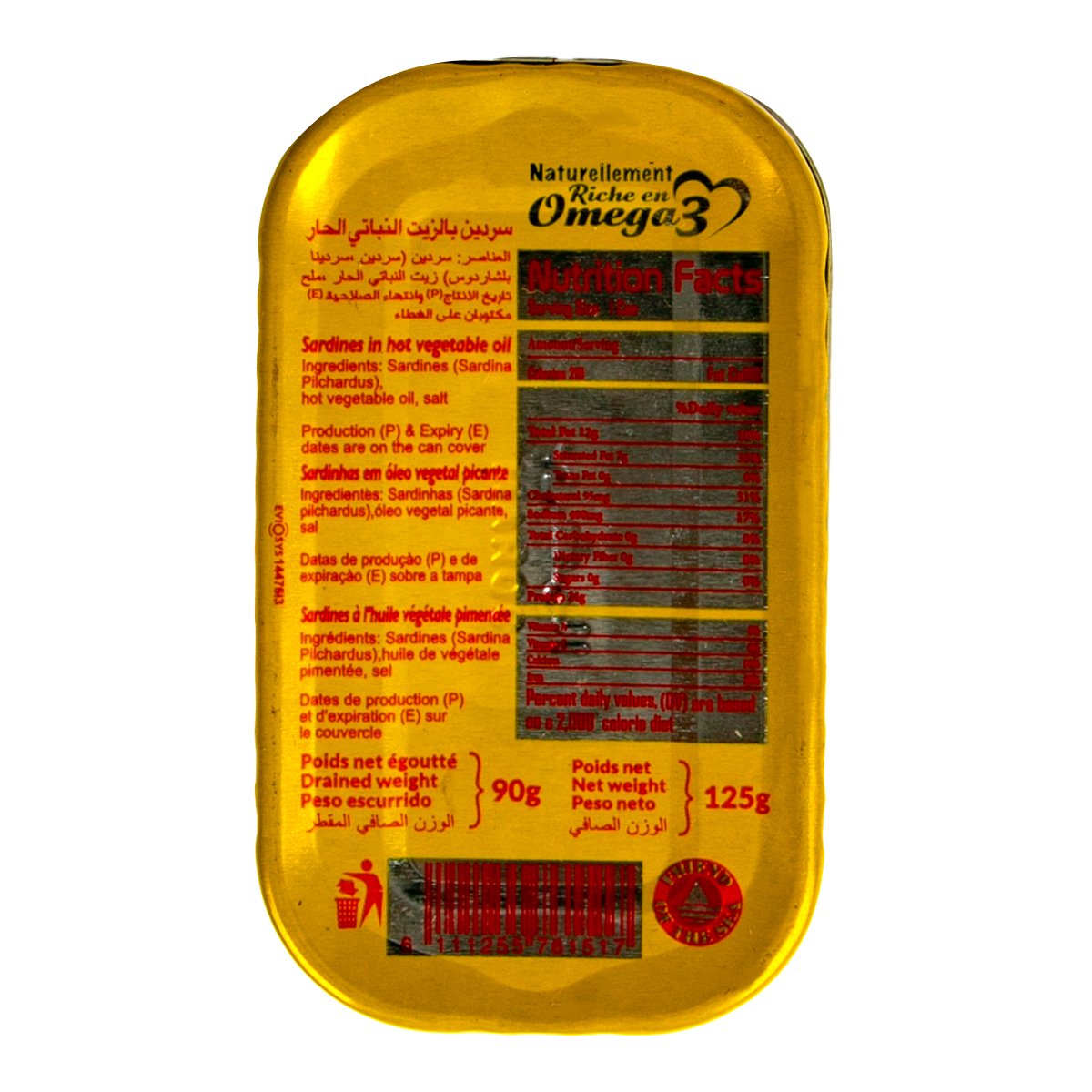 Omega Sardines In Hot Vegetable Oil 125 g