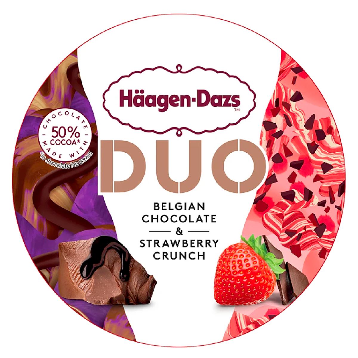 Haagen-Dazs Duo Belgian Chocolate & Strawberry Crunch Ice Cream 420 ml