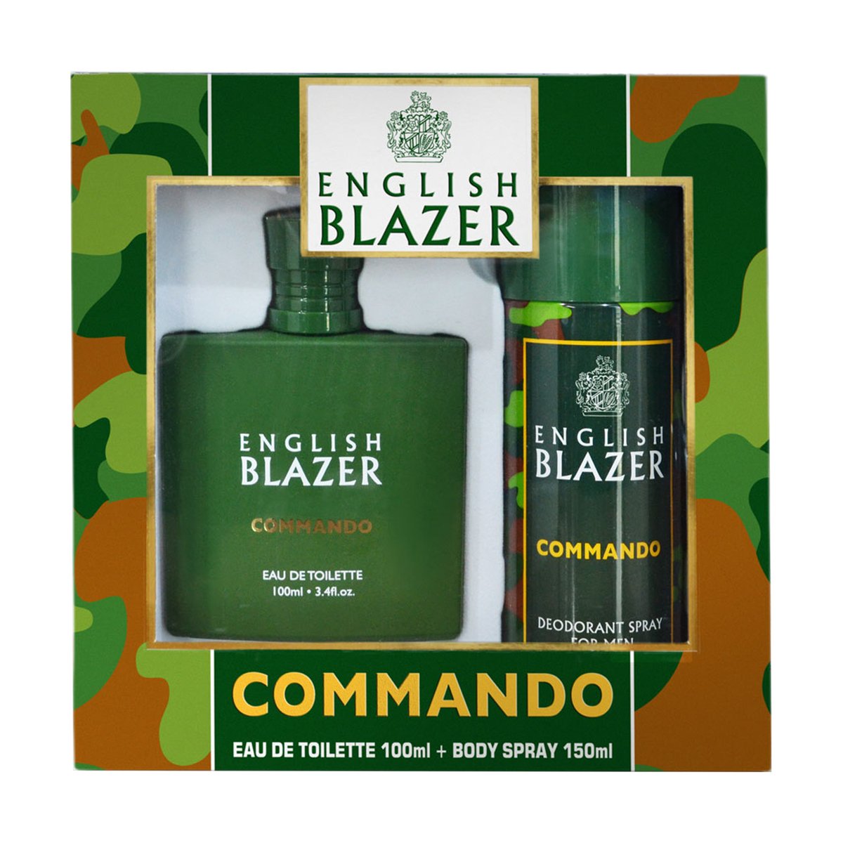 English Blazer EDT Commando For Men 100 ml + Deodorant 150 ml
