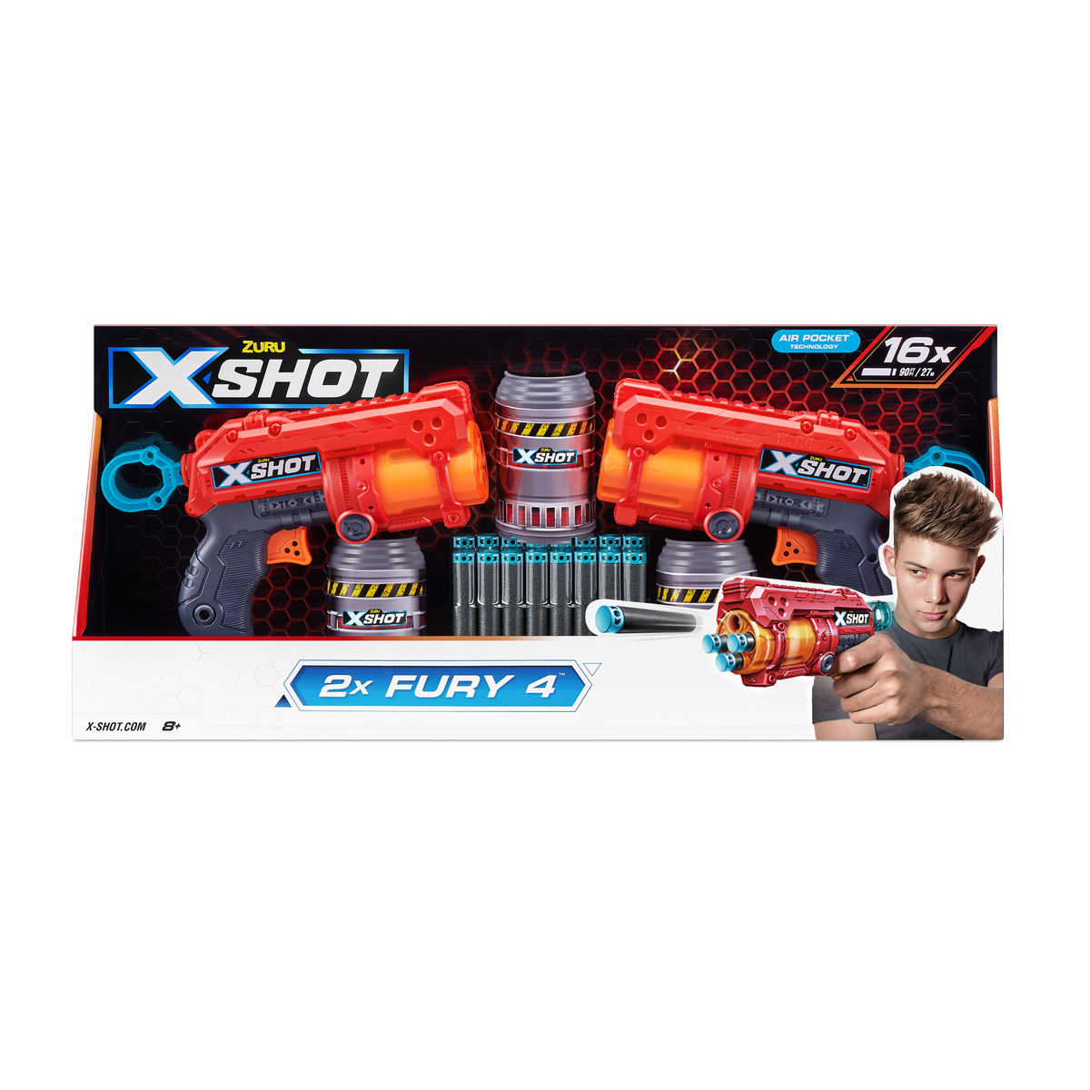X-Shot Excel Fury- 4, 2 Pack, Assorted, XS-36329-A