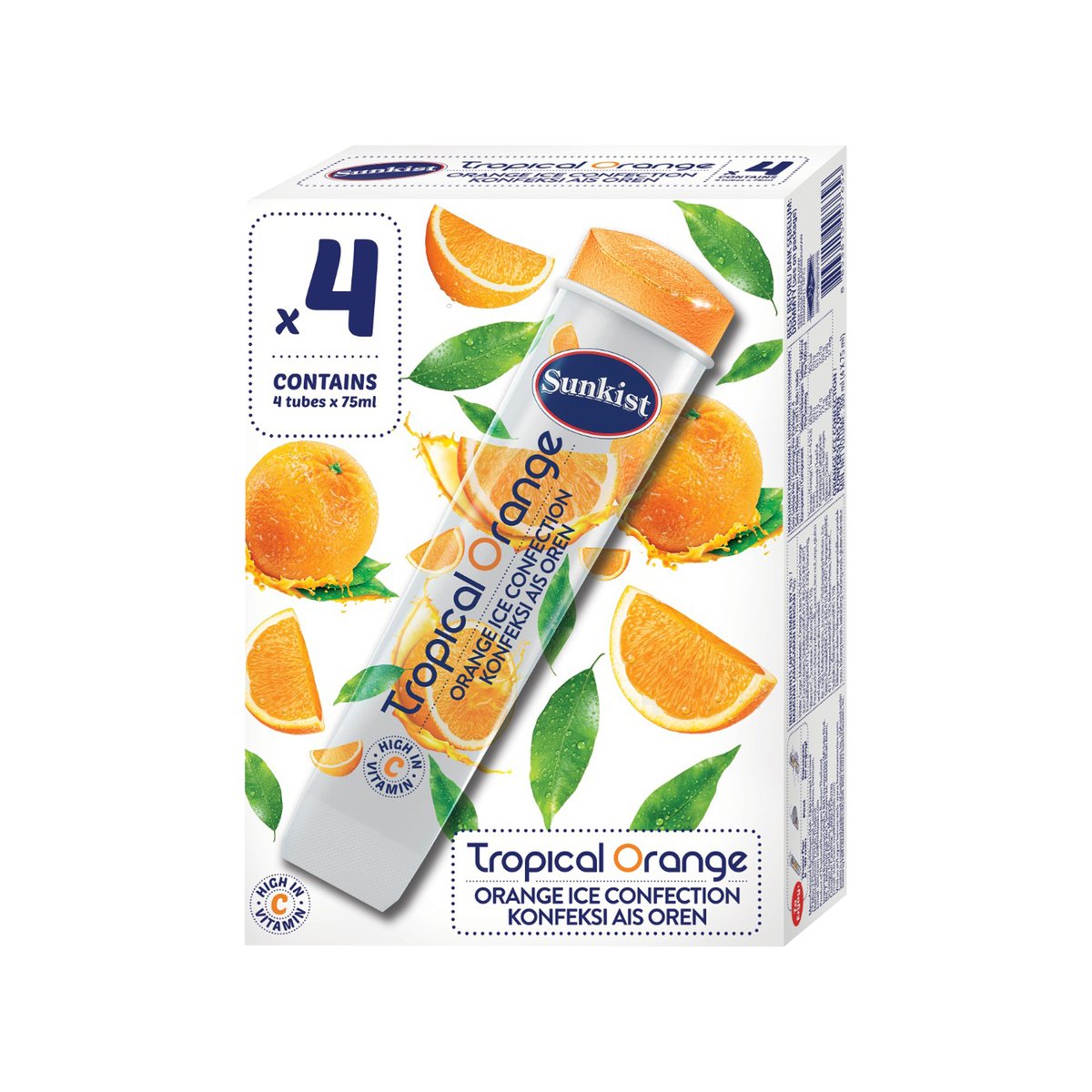 Sunkist Tropical Organge Ice Confection 4 X 75ml