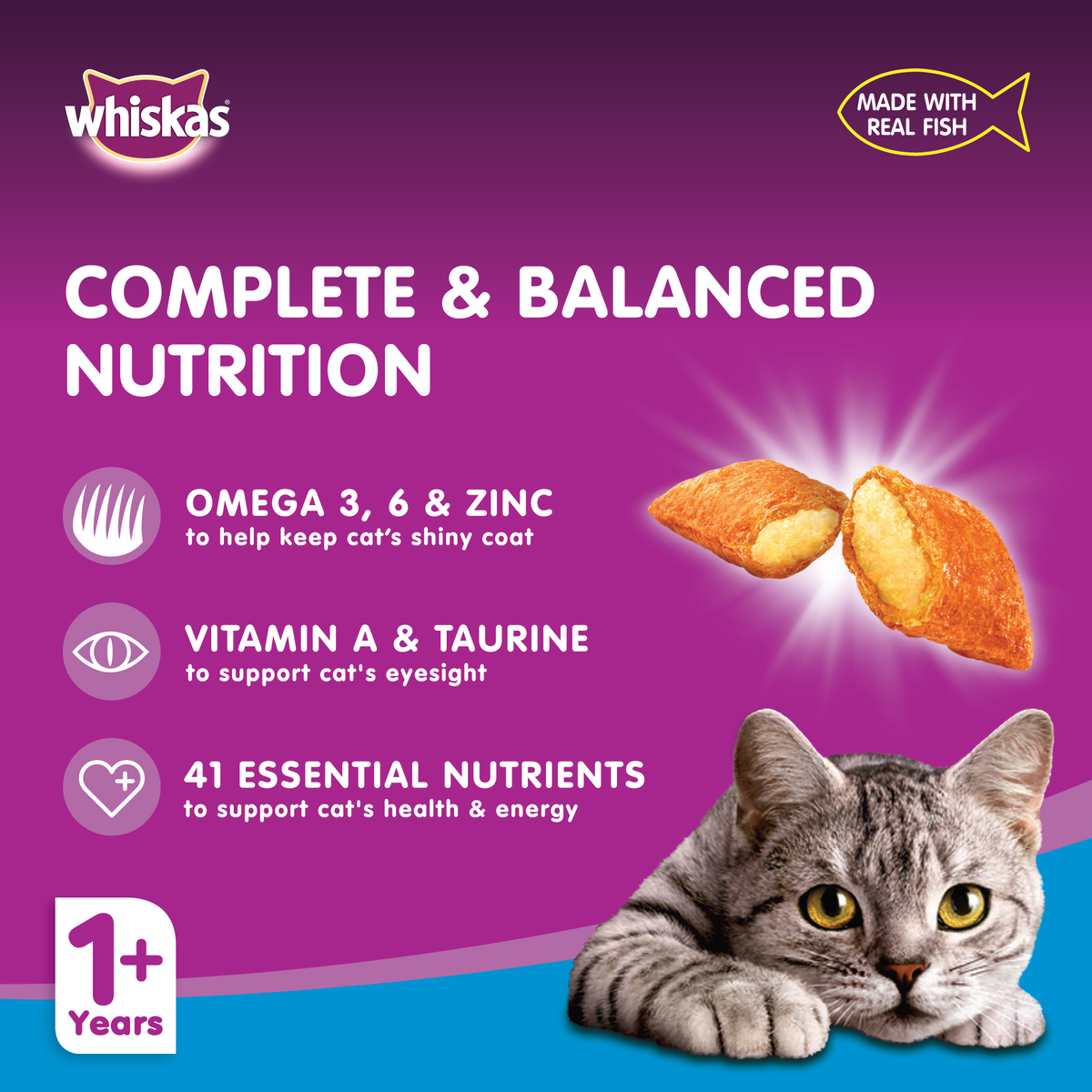 Whiskas Ocean Fish Dry Food for Adult Cats 1+ Years 3 kg
